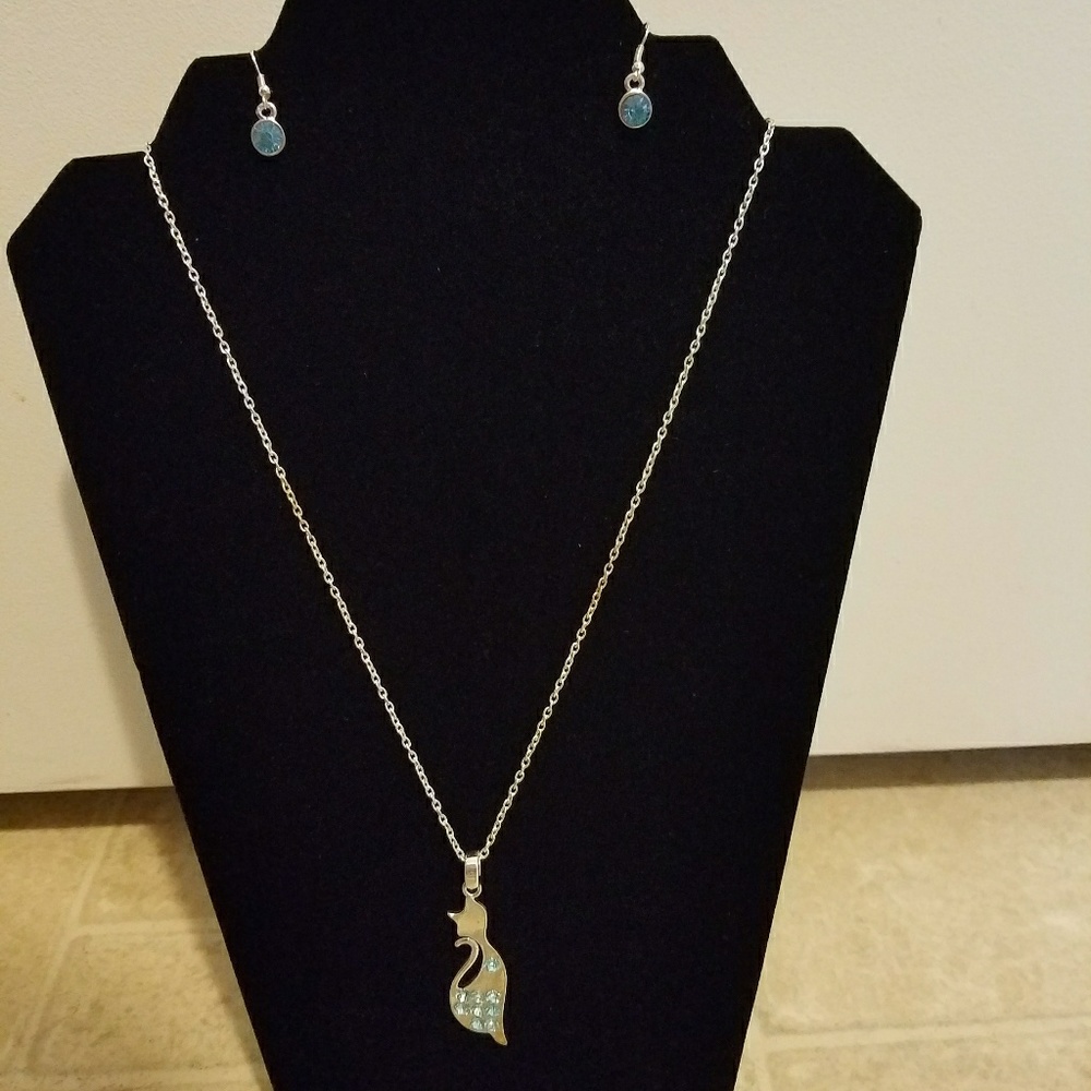 Cat Necklace & Earring Set